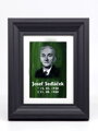 Pietny obraz - zelené vitrážové sklo v ráme (fotografia a nápis) - 13 x 18 cm (pasparta 10 x 15 cm)