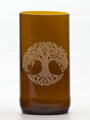 2ks Eko poháre (z fľaše od piva) veľká hnedá (13 cm, 6,5 cm) Strom života