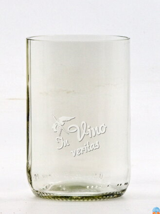 2ks Eko poháre (z fľaše od piva) stredná číra (10 cm, 6,5 cm) Moldavský bocian - In vino veritas