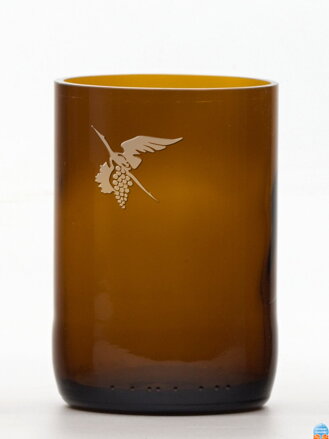 2 St. Öko-Gläser (aus einer Bierflasche) mittelbraun (10 cm, 6,5 cm) Moldawischer Storch