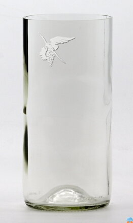 2 St. Öko-Gläser (aus einer Weinflasche) groß klar (16 cm, 7,5 cm) Moldawischer Storch