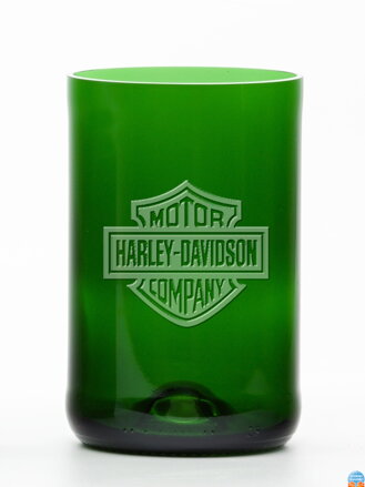 2ks Eko poháre (z fľaše od šampusu) veľká zelená (13 cm, 6,5 cm) Harley Davidson