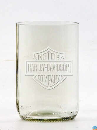 2 Stück Öko-Gläser (aus einer Bierflasche) mittelklar (10 cm, 6,5 cm) Harley Davidson