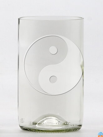 2ks Eko poháre (z fľaše od vína) stredná číra (13 cm, š 7,5 cm) Jing Jang