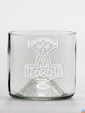 2ks Eko poháre (z fľaše od vína) mini číra (7 cm, 7,5 cm) Thorovo kladivo