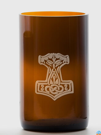 2ks Eko sklenice (z lahve šampusu) velká hnědá (13 cm, 6,5 cm) Thorovo kladivo