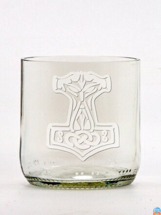 2ks Eko poháre (z fľaše od piva) malá číra (7 cm, 6,5 cm) Thorovo kladivo