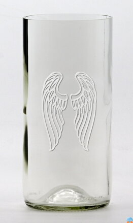 2 Stk. Öko-Gläser (aus einer Weinflasche) groß klar (16 cm, 7,5 cm) Engelsflügel