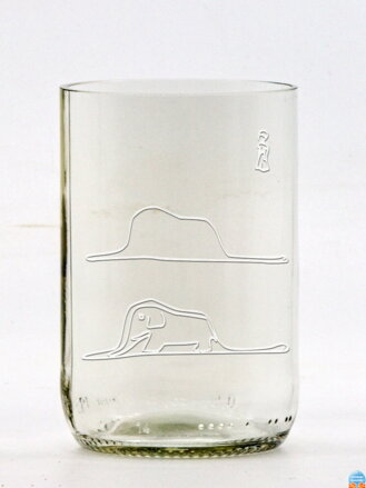 2 Stück Öko-Gläser (aus einer Bierflasche) mittelklar (10 cm, 6,5 cm) Der kleine Prinz und die Boa constrictor