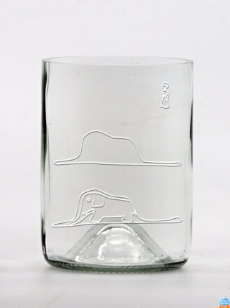 2 Stück Öko-Gläser (aus einer Weinflasche) klein klar (10 cm, 7,5 cm) Der kleine Prinz und die Boa constrictor