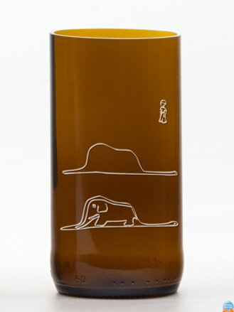 2 Stück Öko-Gläser (aus einer Bierflasche) groß braun (13 cm, 6,5 cm) Der kleine Prinz und die Boa constrictor