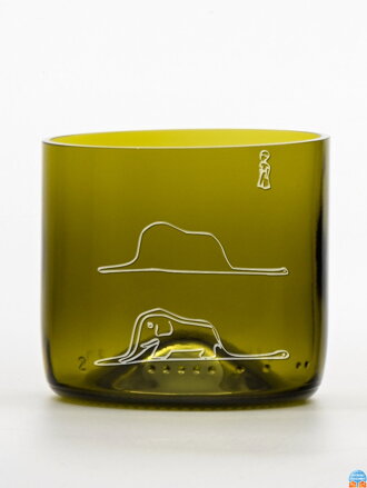 2ks Eko poháre (z fľaše od vína) mini olivová (7 cm, 7,5 cm) Malý princ a hroznýš