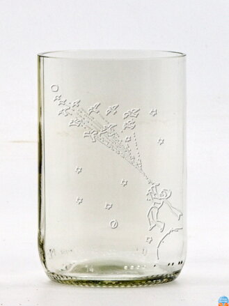2ks Eko poháre (z fľaše od piva) stredná číra (10 cm, 6,5 cm) Malý princ a líška
