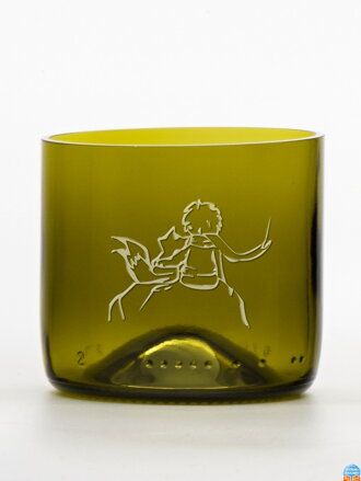 2 Stück Öko-Gläser (aus einer Weinflasche) Mini-Olive (7 cm, 7,5 cm) Der kleine Prinz und der Fuchs