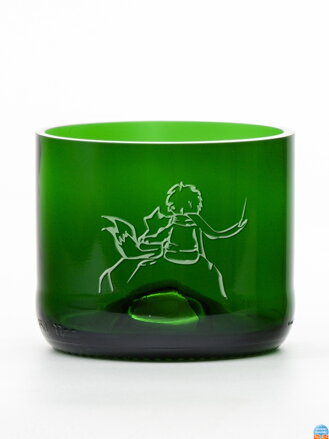 2 Stück Öko-Gläser (aus einer Champagnerflasche) Mini grün (7 cm, 7,5 cm) Der kleine Prinz und der Fuchs