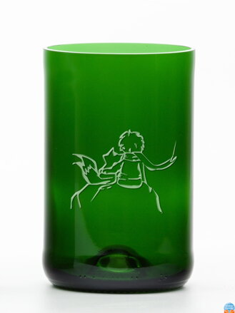 2 Stück Öko-Gläser (aus einer Champagnerflasche) groß grün (13 cm, 6,5 cm) Der kleine Prinz und der Fuchs