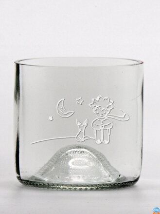 2ks Eko poháre (z fľaše od vína) mini číra (7 cm, 7,5 cm) Malý princ mesačný