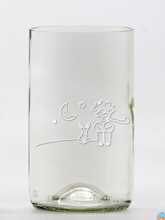 2ks Eko poháre (z fľaše od vína) stredná číra (13 cm, š 7,5 cm) Malý princ mesačný
