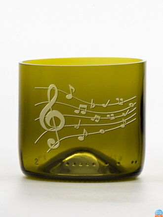 2ks Eko poháre (z fľaše od vína) mini olivová (7 cm, 7,5 cm) Noty