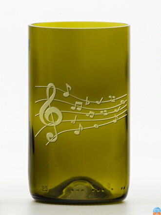 2ks Eko poháre (z fľaše od vína) stredná olivová (13 cm, 7,5 cm) Noty