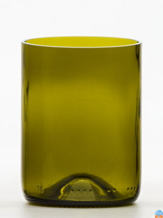 2ks Eko poháre (z fľaše od vína) malá olivová (10 cm, 7,5 cm)