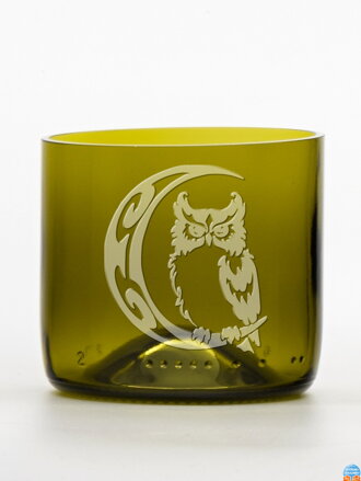 2 St. Öko-Gläser (aus einer Weinflasche) Mini Olive (7 cm, 7,5 cm) Eule