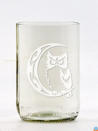 2 St. Öko-Gläser (aus einer Bierflasche) mittel klar (10 cm, 6,5 cm) Eule