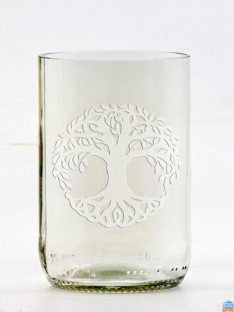 2ks Eko sklenice (z lahve od piva) střední čirá (10 cm, 6,5 cm) Strom života