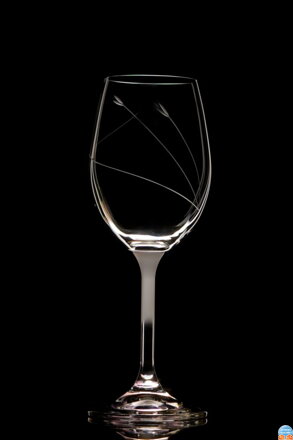 2x ryté a pískované sklenice na víno 250 ml- jemný motiv s dárkovou krabicí s prostorem na lahev vína