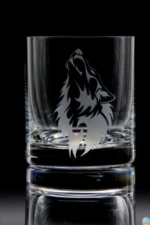2x Glas Whisky 280 ml - Wolf Motiv