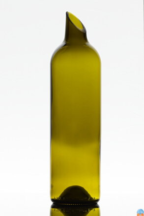 Eko karafa z recyklovaného skla (z fľaše od vína) olivová
