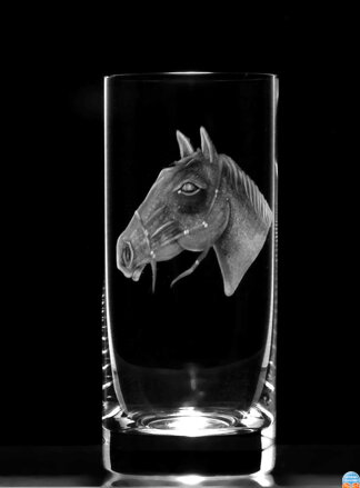 2x Long drink glas Barline 300 ml - Pferd Motiv - Hand graviertes Glas