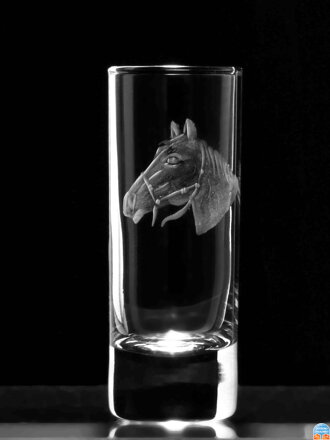 6x Fernet glas Barline 50 ml - Pferd Motiv - Hand graviertes Glas