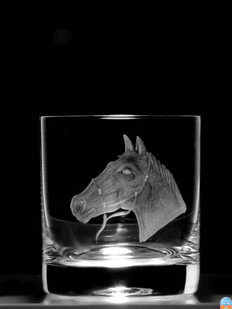 2x Whisky glas Barline 280 ml - Pferd Motiv - Hand graviertes Glas