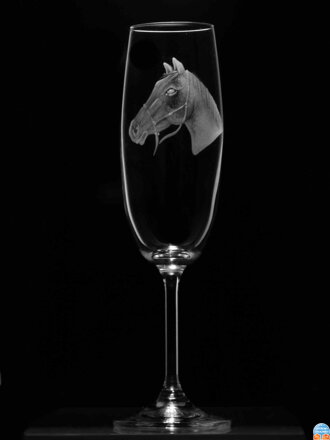 6x Sekt glas Lara 190 ml Pferd Motiv - Hand graviertes Glas