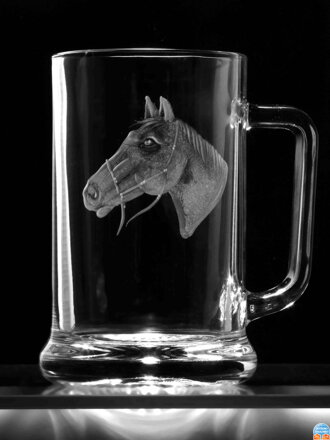 Biergläser 0,5 litre - Pferd motiv - Hand graviertes Glas