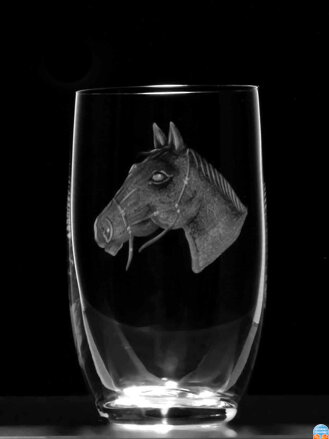 2x Wasser und Juice glas Ideal 300 ml - Pferd Motiv - Hand graviertes Glas