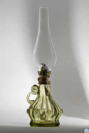 Petrolejová lampa, historické lesné sklo - 901-1 opm, rozmer 36x11 cm