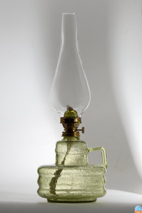 Petrolejová lampa, historické lesné sklo - 909-a-kr, 38x16-cm