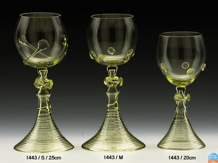 Historické sklo 2x- sklenice víno 1443/M/19 cm