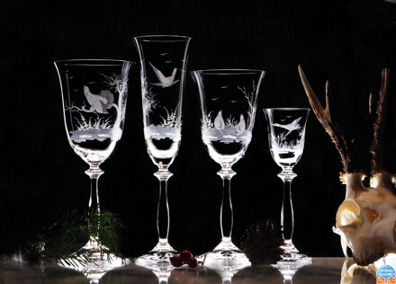 Set von gravierten Gläser Angela 24 x Glas [ Bohemia   Kristallglas ] - Jagd Thema