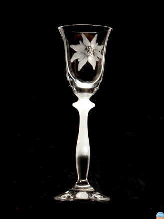 6x Liquer glasses Angela 60 ml - Edelweiss Motiv - Hand graviertes Glas