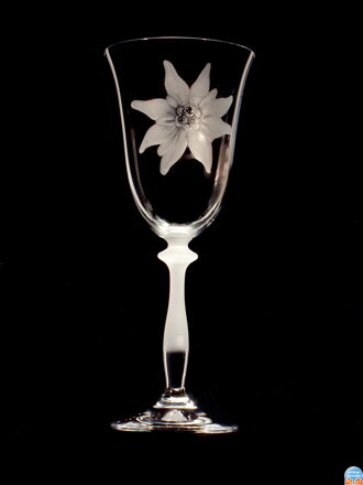 6x Weinglas Angela 250 ml-Edelweiß Motiv-Hand graviertes Glas