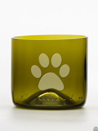 2 St. Öko-Gläser (aus einer Weinflasche) Mini Olive (7 cm, 7,5 cm) Paw