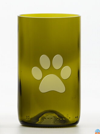 2ks Eko poháre (z fľaše od vína) stredná olivová (13 cm, 7,5 cm) Tlapka