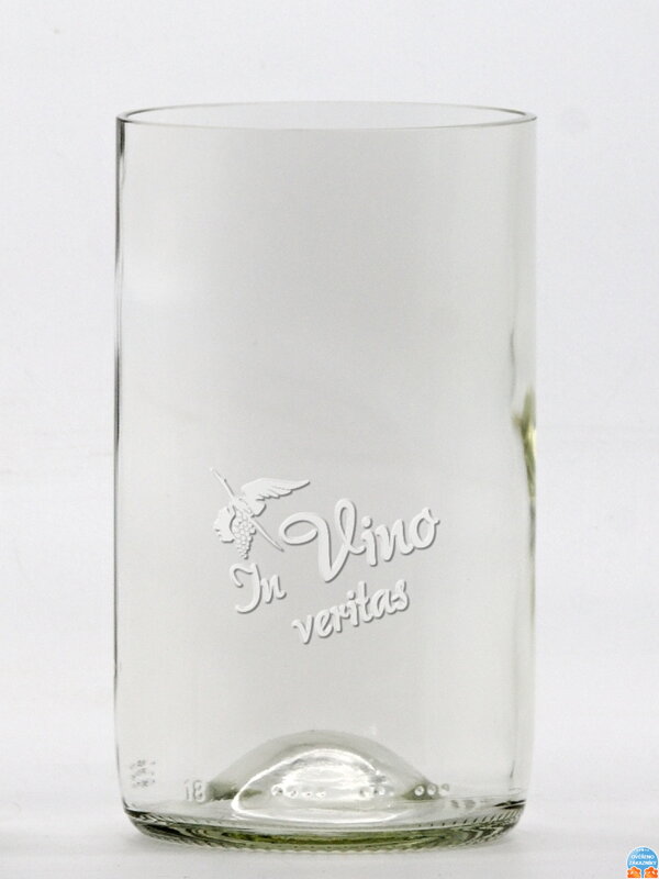2 St. Öko-Gläser (aus einer Weinflasche) mittel klar (13 cm, B 7,5 cm) Moldauischer Storch - In vino veritas
