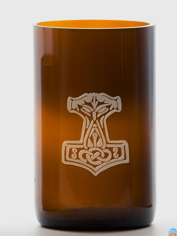 2ks Eko poháre (z fľaše šampusu) veľká hnedá (13 cm, 6,5 cm) Thorovo kladivo