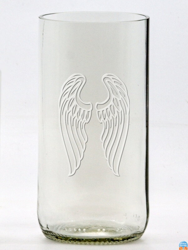 2ks Eko poháre (z fľaše od piva) veľká číra (13 cm, 6,5 cm) Anjelské krídla