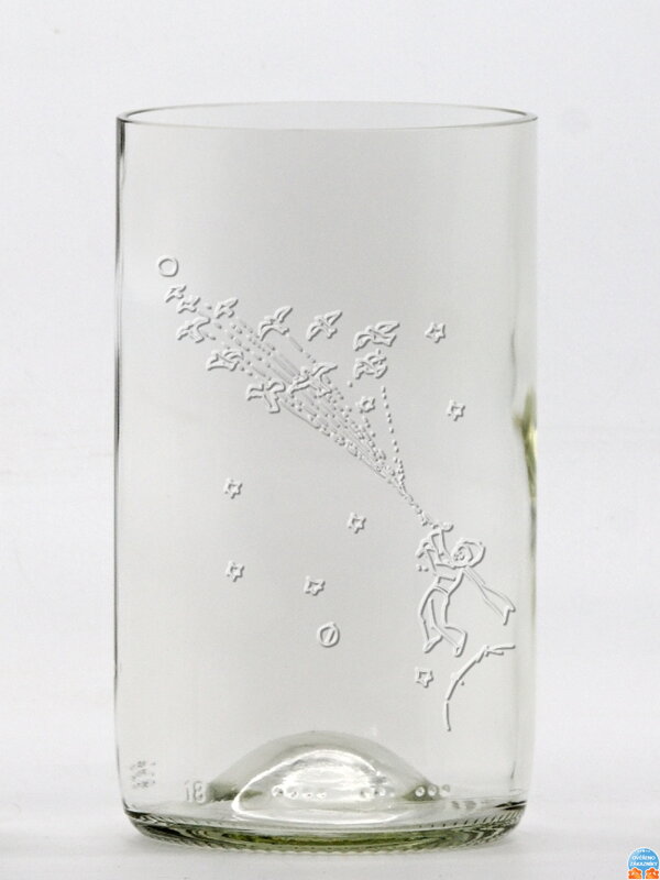 2ks Eko pohára (z fľaše od piva) veľká číra (13 cm, 6,5 cm) Malý princ - Leť!