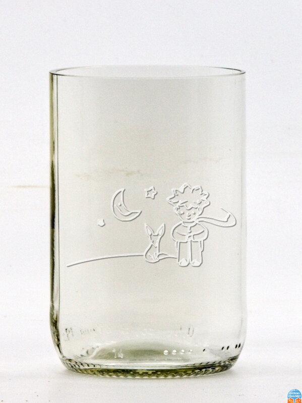 2ks Eko poháre (z fľaše od piva) stredná číra (10 cm, 6,5 cm) Malý princ mesačný